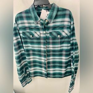 L 🔖 Bevel Flannel Rich Pine Plaid Green $125